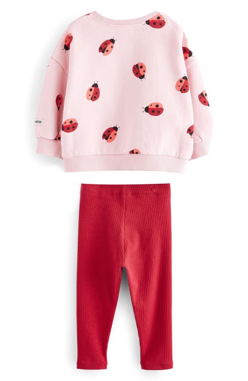 Next Kids' Ladybug Print Sweatshirt & Rib Leggings Set In Pink