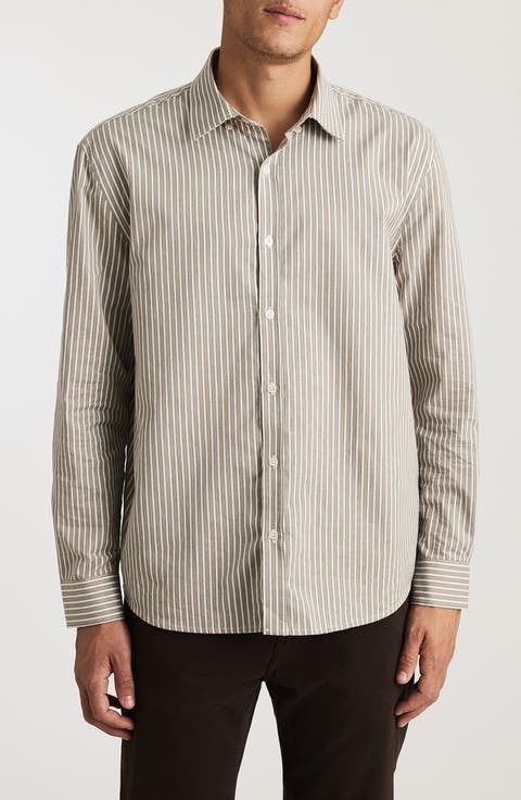 Stripe Flannel Button-Up Shirt