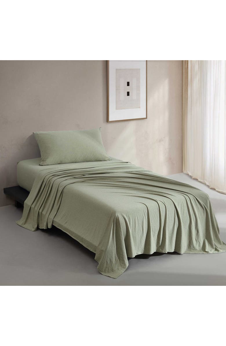 Calvin Klein Home Modern Mélange Cotton Blend Sheet Set, Alternate, color, Pastel Green