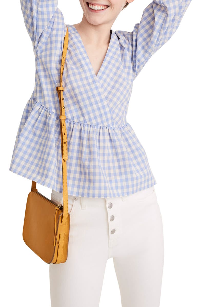 Madewell Bubble Sleeve Peplum Top, Main, color,