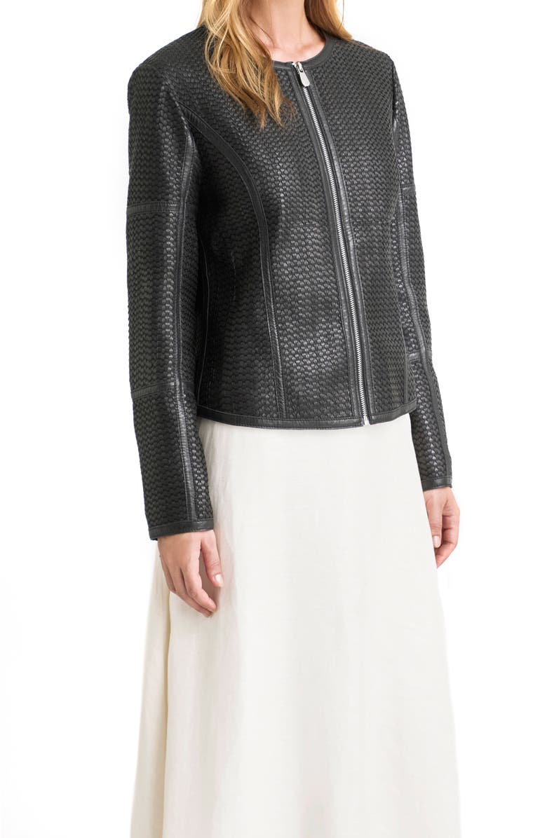 Velez Woven Leather Jacket, Alternate, color, Black