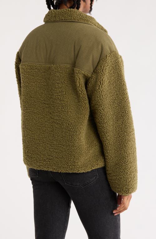 Thread & Supply Corduroy & Faux Shearling Jacket In Green