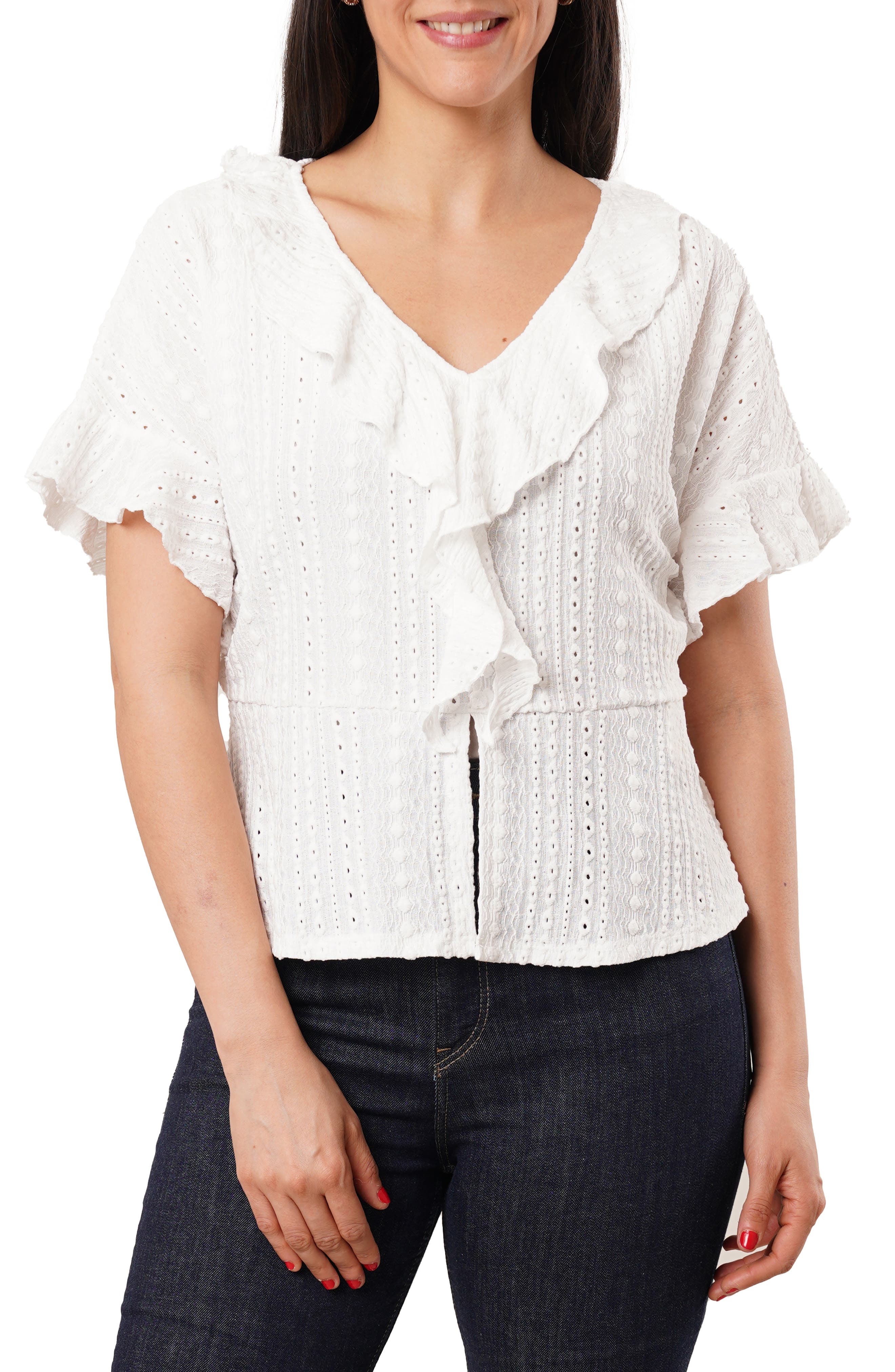 SUNNY LEIGH Eyelet Ruffle Top