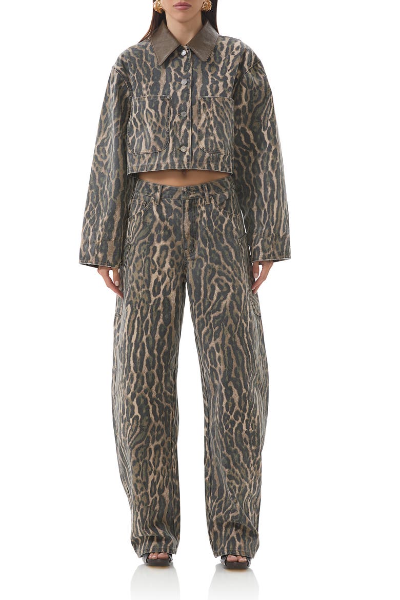 Bexley Leopard Barrel Leg Jeans, Alternate, color, CAMO LEOPARD
