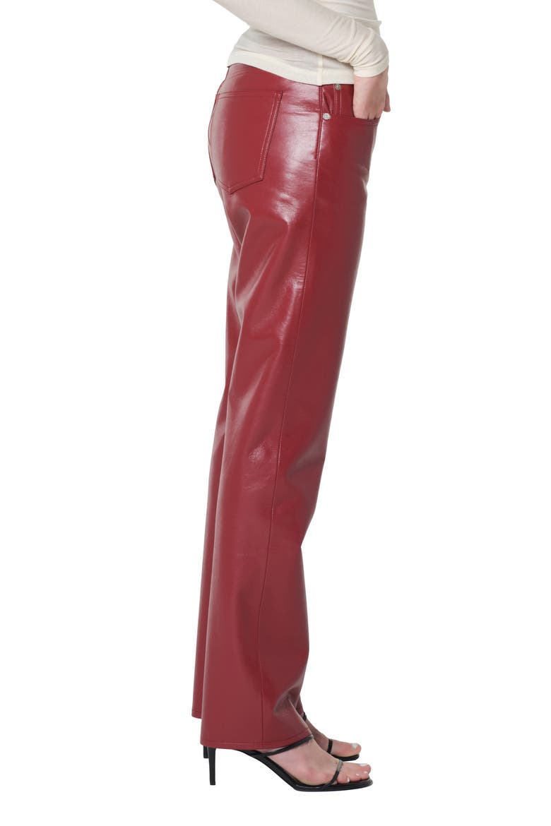 Leather Blend Straight Leg Pants, Alternate, color, BRICK DARK DUSTY RED