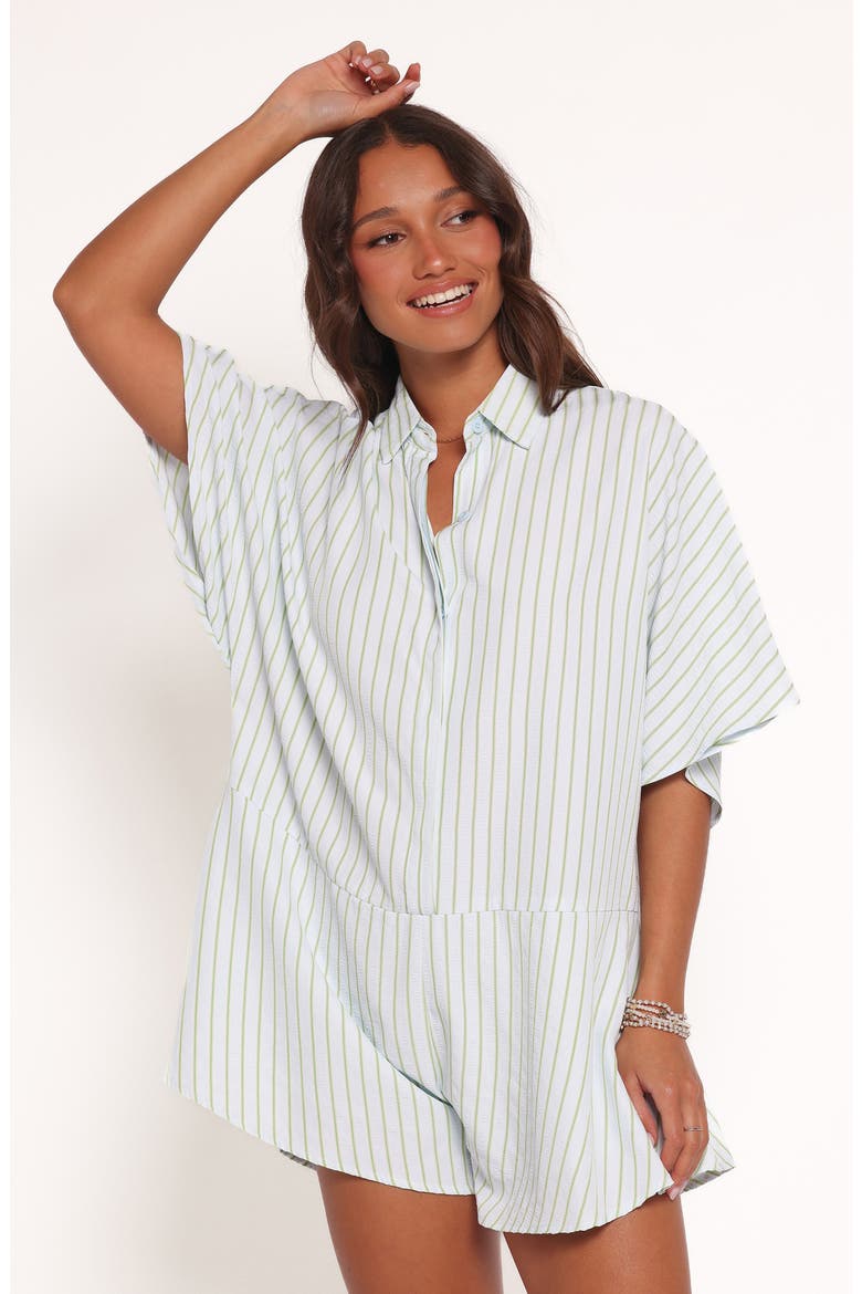 Sebastian Stripe Romper, Alternate, color, GREEN BLUE STRIPE