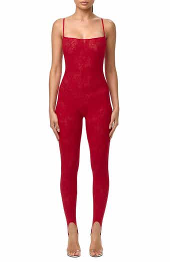 Lace Stretch Lace Stirrup Jumpsuit