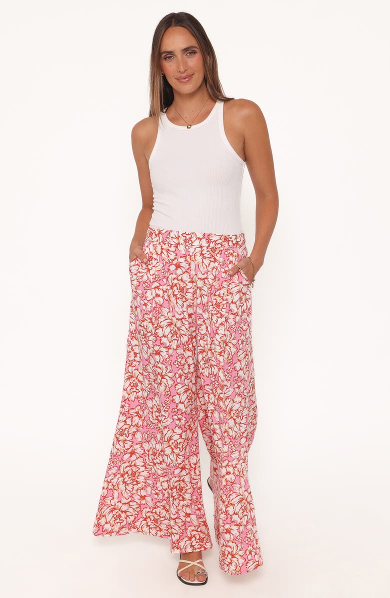 Petal & Pup Lessie Floral Print Wide Leg Pants, Alternate, color, Pink Floral