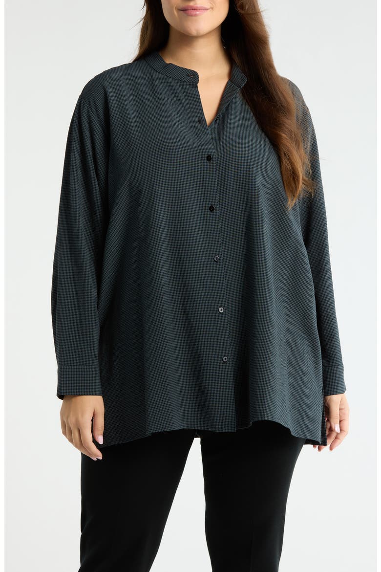 Band Collar Button-Up Shirt, Main, color, EUCALYPTUS