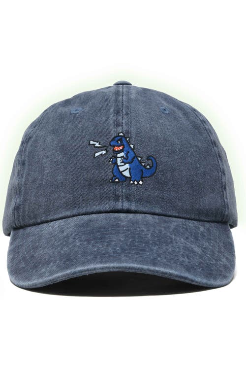 Dalix Big Lizard Cap In Washed Navy Blue