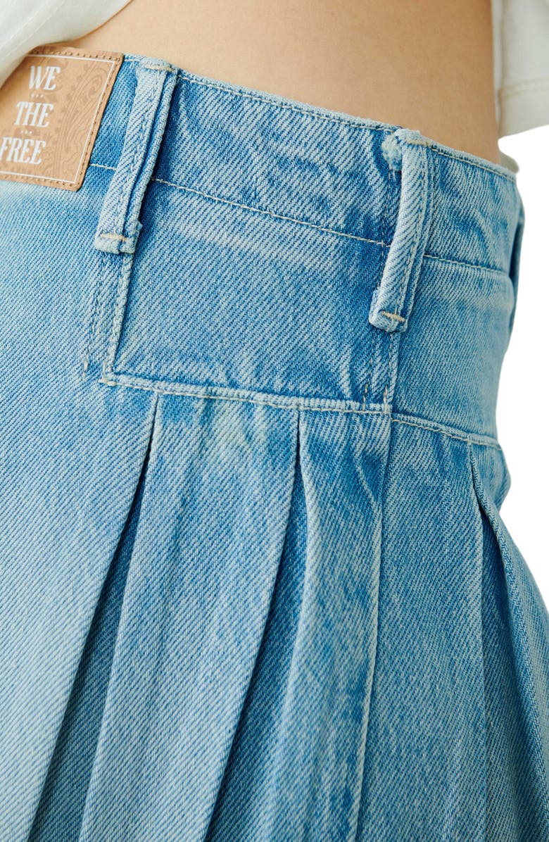 Free People Blue Bell Pleated Denim Shorts, Alternate, color,