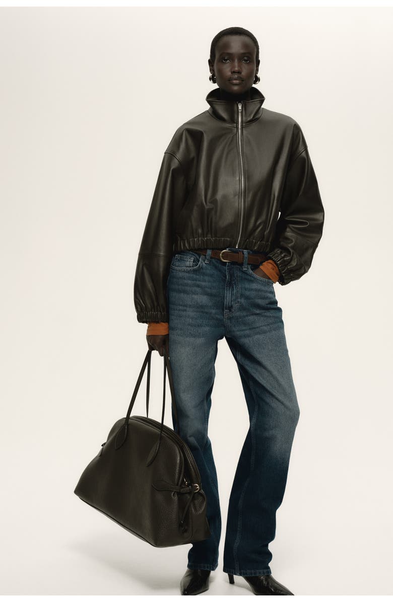 H&M Straight High Jeans, Alternate, color, Washed Denim Blue