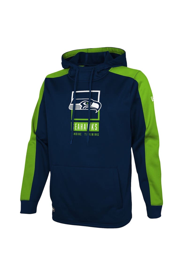 Men's New Era College Navy Seattle Seahawks Combine Authentic Rise Pullover Hoodie, Alternate, color, Navy