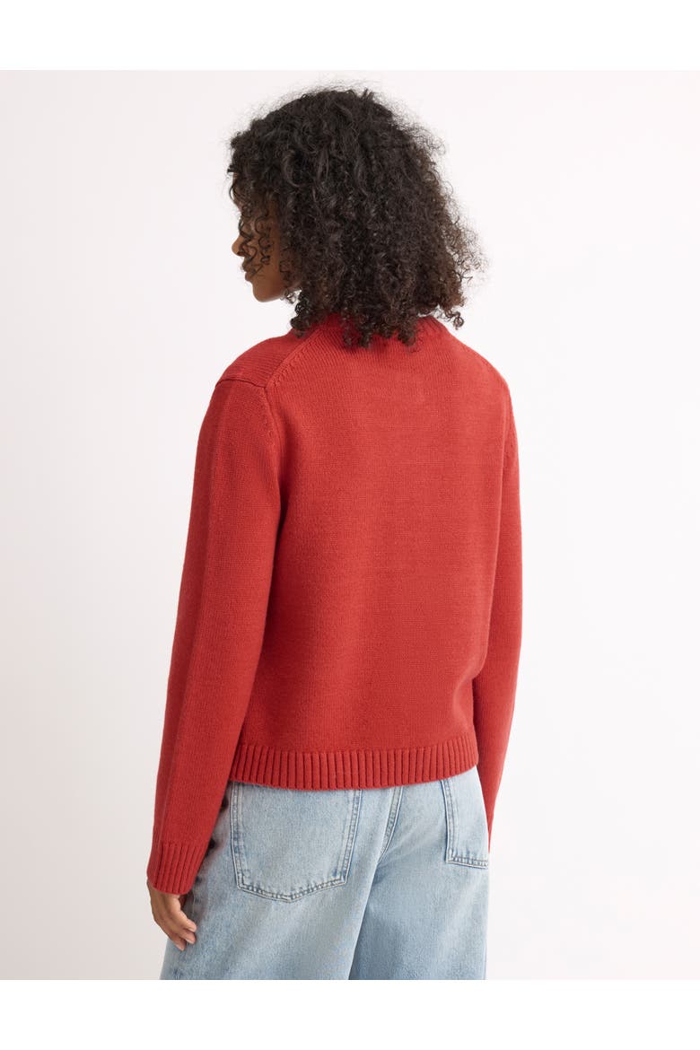 Button Front Crew Neck Knit Cardigan, Alternate, color, Orange