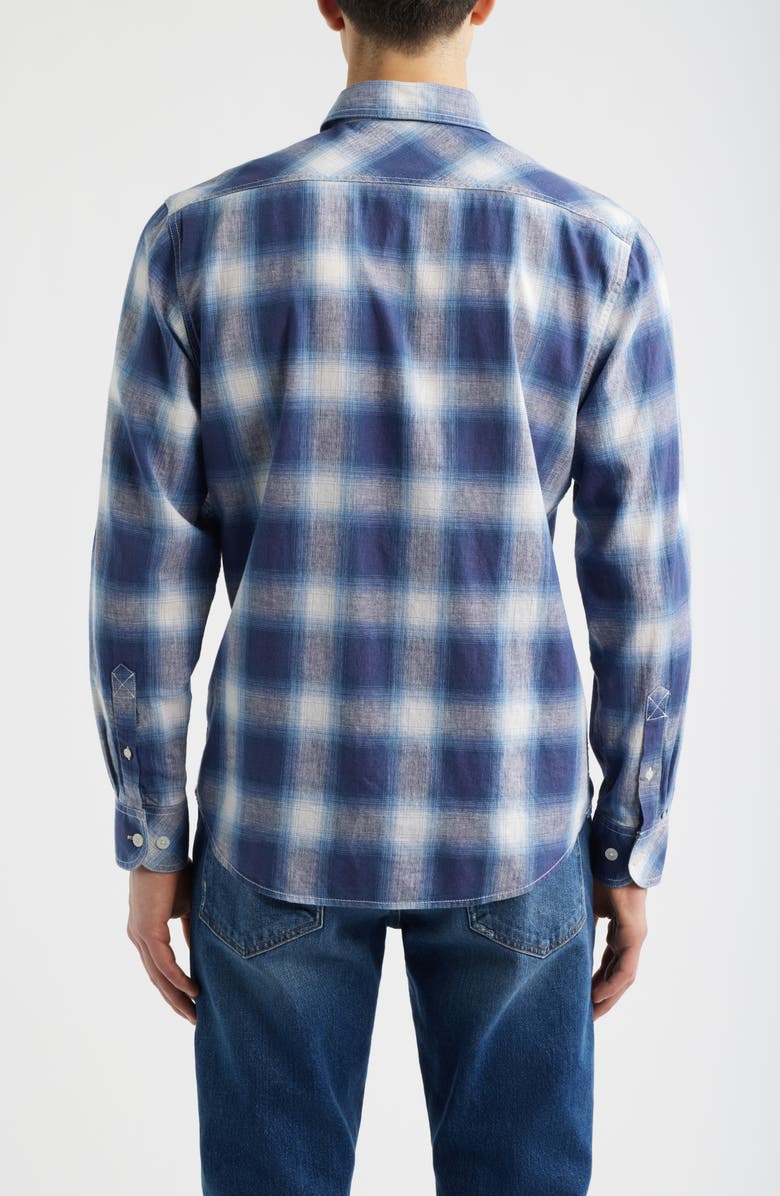 James Campbell Pamucak Regular Fit Plaid Cotton & Linen Button-Up Shirt, Alternate, color, Blue