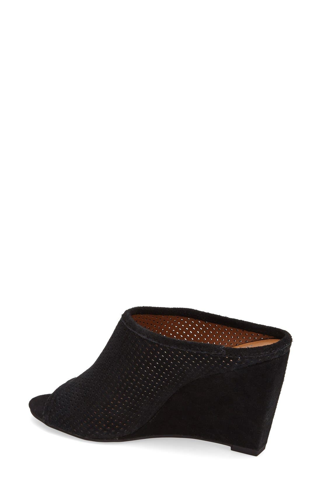 'Perfect Match' Perforated Suede Mule, Alternate, color, BLACK