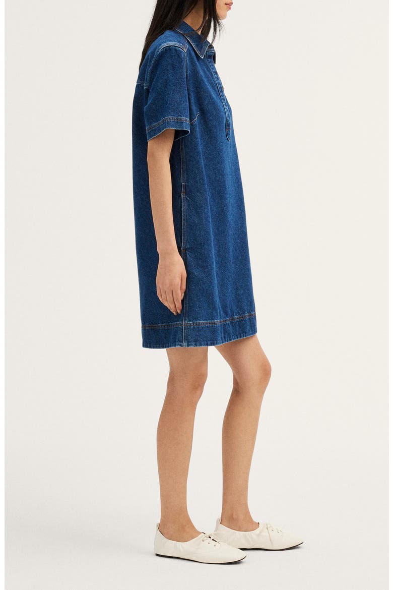 Airy Denim Polo Minidress, Alternate, color, CHELSEA BLUE WASH