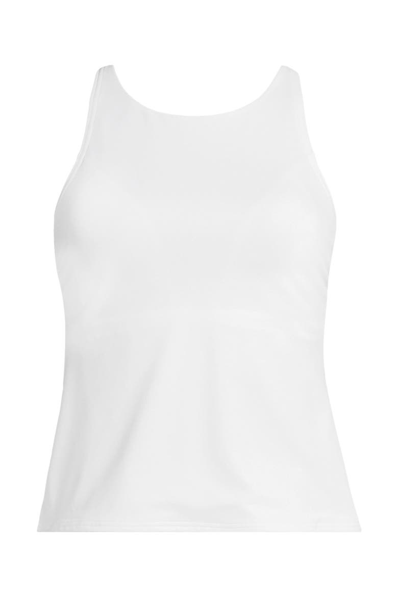 Tugless High Neck Strappy Back Tankini Swimsuit Top, Alternate, color, White