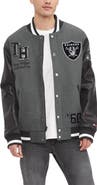 Tommy Hilfiger Men's Tommy Hilfiger  Heather Gray/Black Las Vegas Raiders Gunner Full-Zip Varsity Jacket