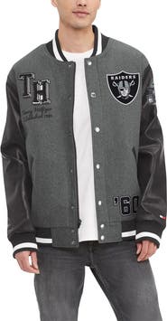 Tommy Hilfiger Men's Tommy Hilfiger Heather Gray/Black Las Vegas Raiders Gunner Full-Zip Varsity Jacket