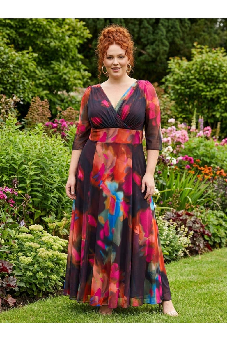 Verity Abstract Print Maxi Gown, Alternate, color, Orange Navy
