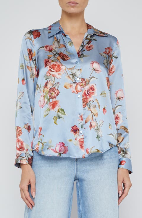 Tyler Floral Print Silk Button-Up Shirt