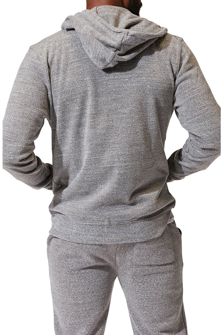 Trim Fit Heathered Fleece Zip Hoodie, Alternate, color, HEATHER GREY