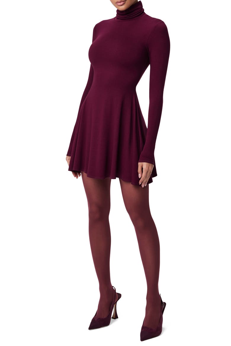 Long Sleeve Turtleneck Minidress, Alternate, color, DARK PLUM
