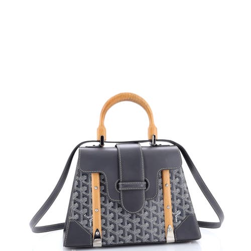 Pre-owned Goyard  Goyard Saigon Top Handle Bag Coated Canvas With Leather Pm In Gray