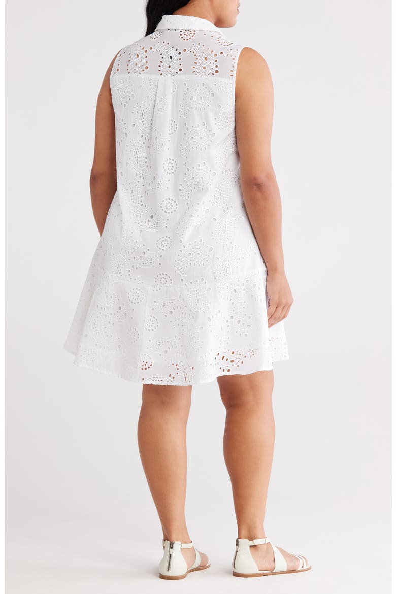 Cotton Eyelet Sleeveless Shirtdress, Alternate, color, WHITE