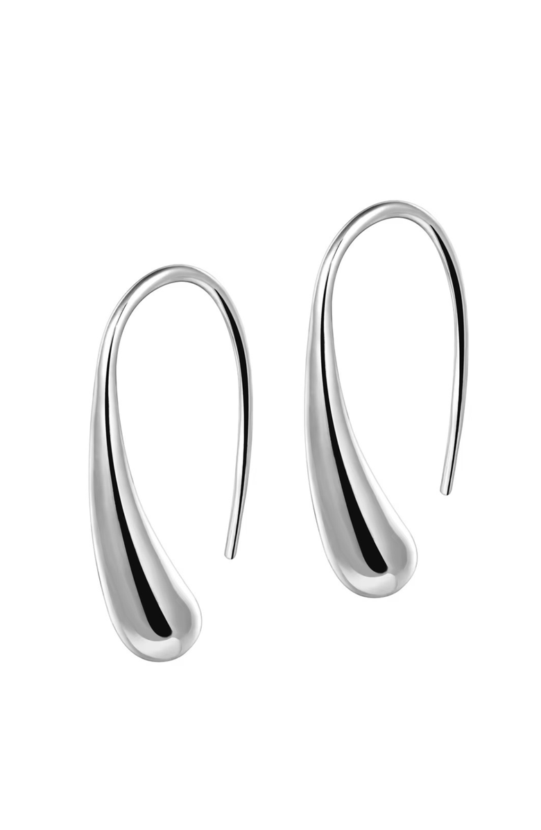 Hollywood Sensation Isabella Eternal Drops Dainty Teardrop Dome Earrings, Alternate, color, Silver