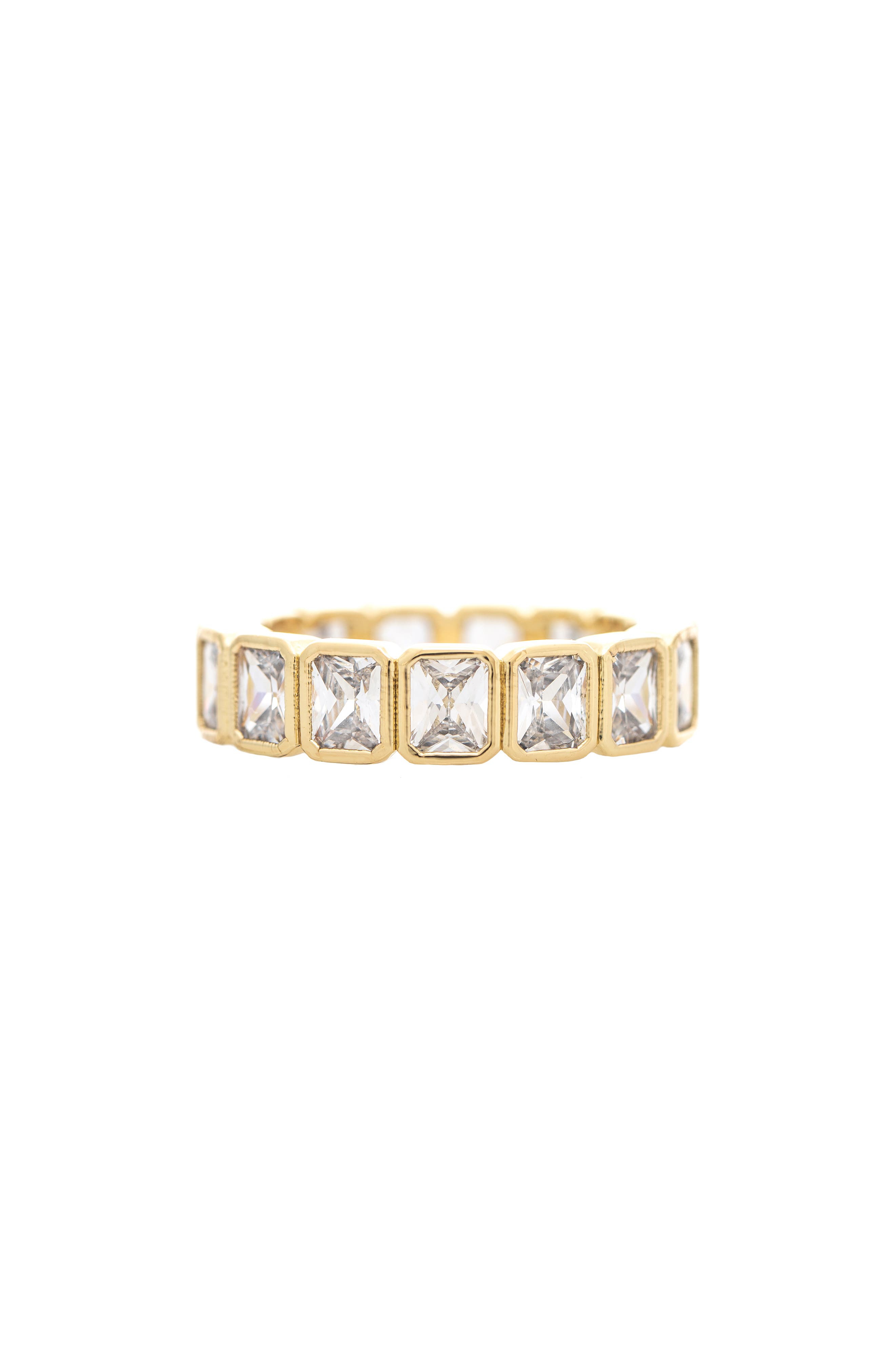 RIVKA FRIEDMAN 18K Gold Clad Bezel Set CZ Eternity Ring
