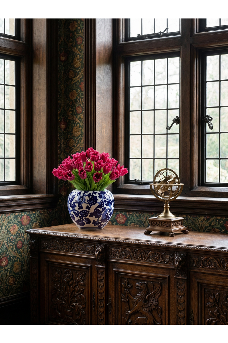 Claude RealTouch Tulip Toile Arrangement, Alternate, color, Fuschia