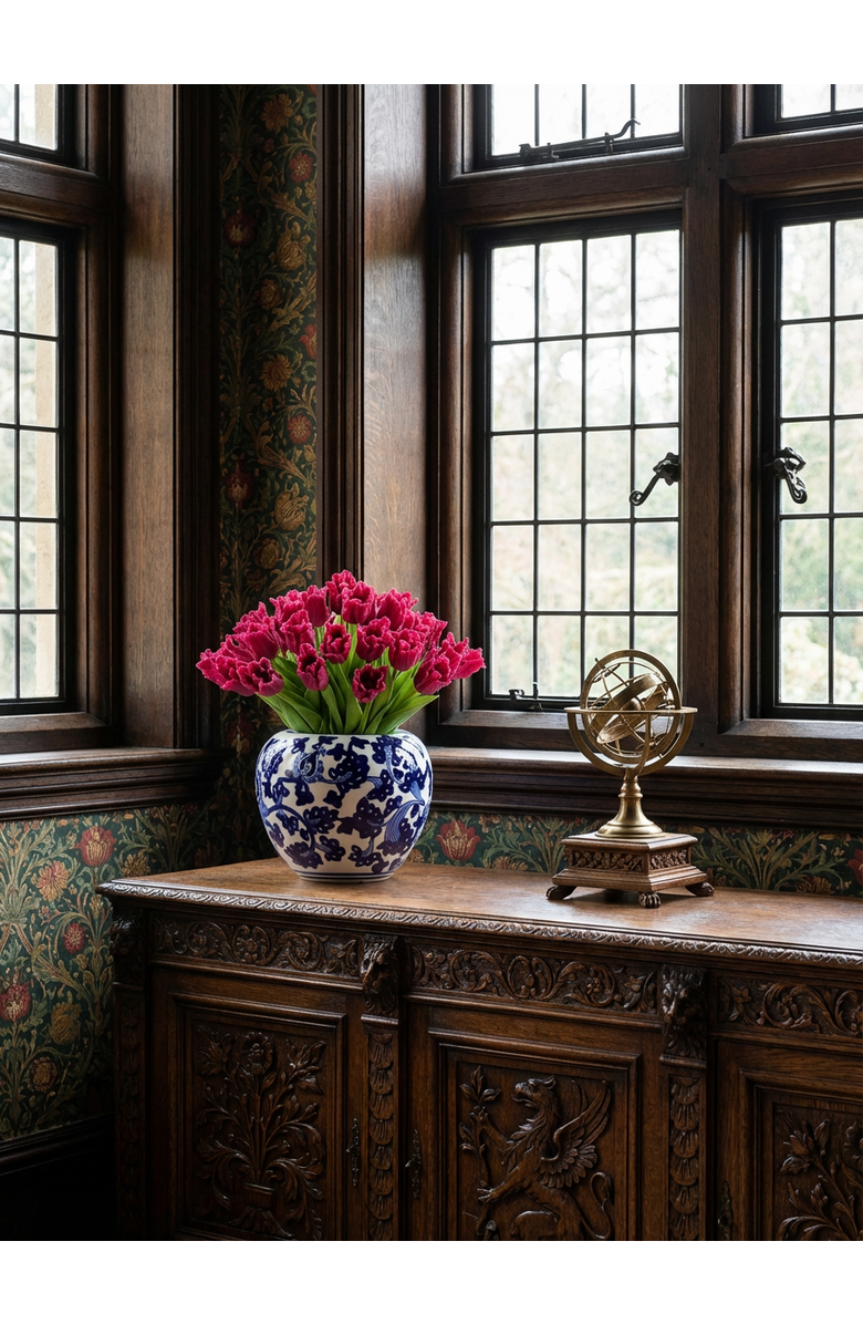 CocoBella Claude RealTouch Tulip Toile Arrangement, Alternate, color, Fuschia