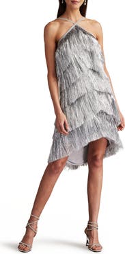 SHO by Tadashi Shoji Metallic Fringe Dress