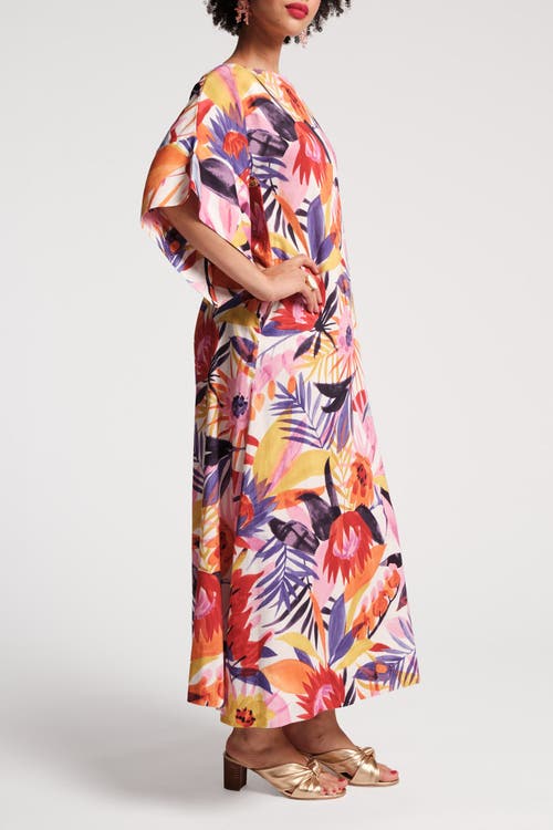 Shop Frances Valentine Spinnaker 100% Cotton Maxi Print Dress In Pink/multi