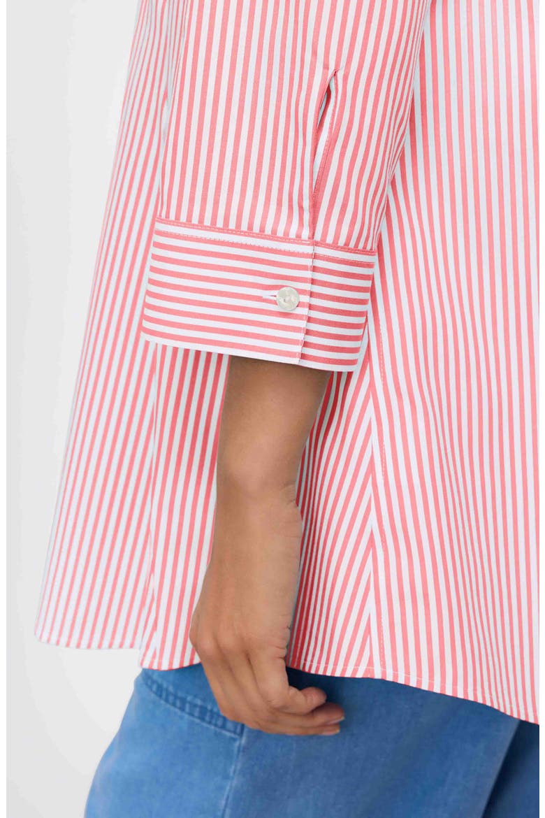Cici Stripe Cotton Tunic Shirt, Alternate, color, CORAL REEF RED