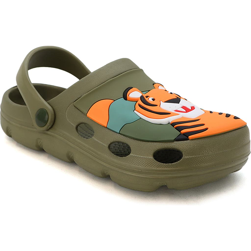Yoki Kids' Tiger Platform Clog In Olive