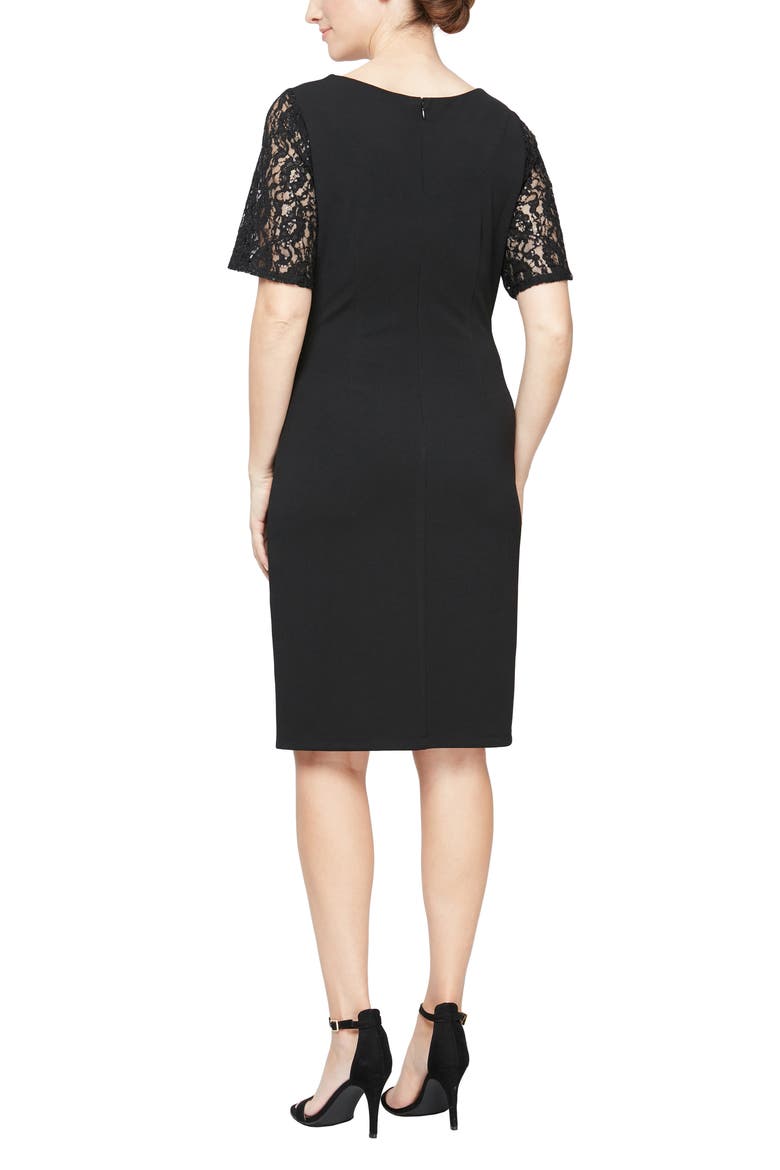 Short Sleeve Cocktail Sheath Dress, Alternate, color, BLK