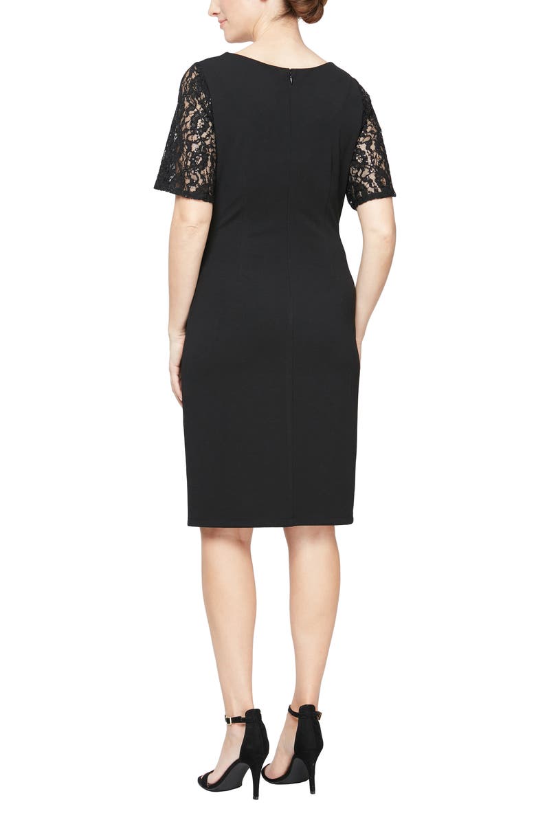 SLNY Short Sleeve Cocktail Sheath Dress, Alternate, color, 