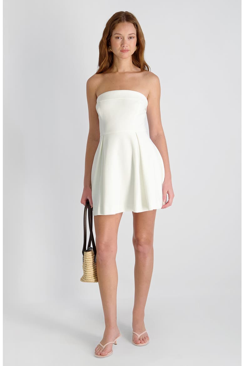 Whisper Foldover Pleated Strapless Minidress, Alternate, color, SUMMER WHITE