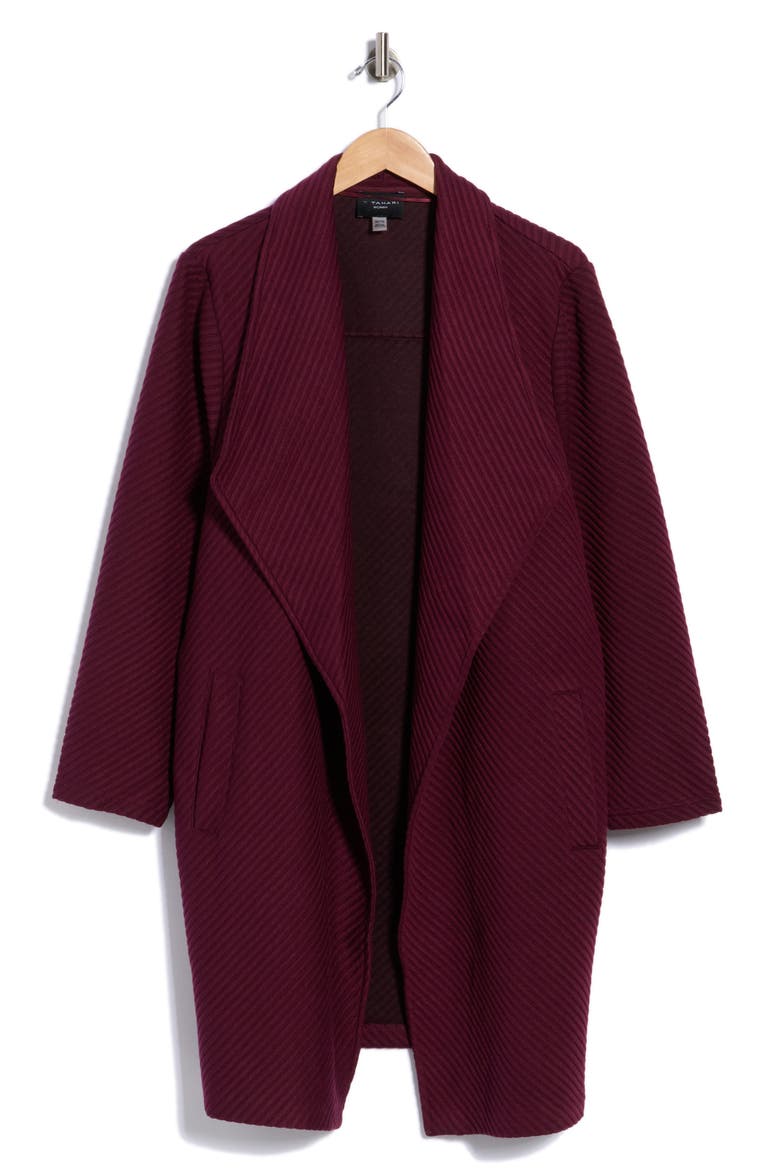 Ottoman Waterfall Knit Topper, Main, color, BURGUNDY
