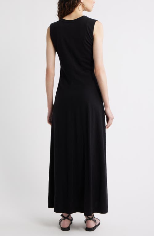 Treasure & Bond Side Ruched Cotton Maxi Dress In Black
