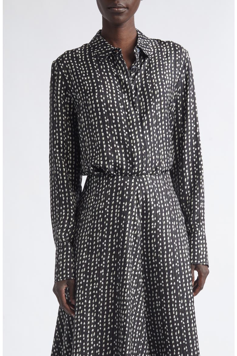 Chika Silk Twill Button-Up Shirt, Main, color, BLACK BLUEBELL