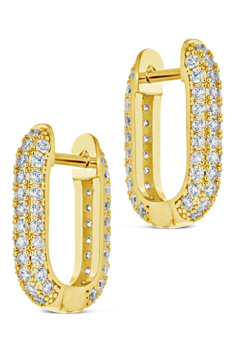 Mara Cubic Zirconia Hoop Earrings, Alternate, color, GOLD