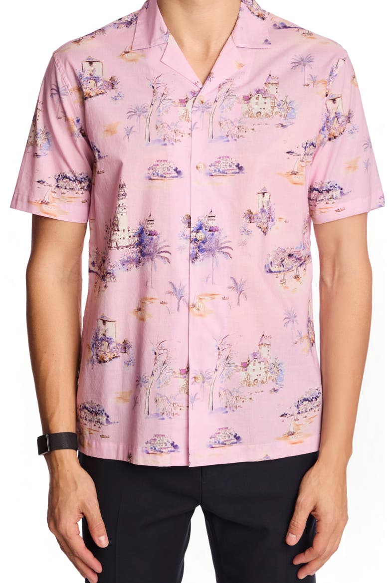 Cotton Camp Shirt, Main, color, PINK SUMMER ISLAND