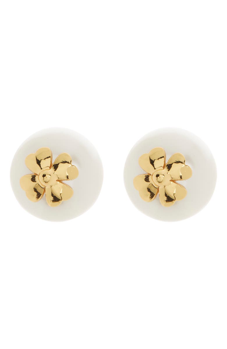Kate Spade New York imitation pearl stud earrings, Main, color, Cream/Gold.