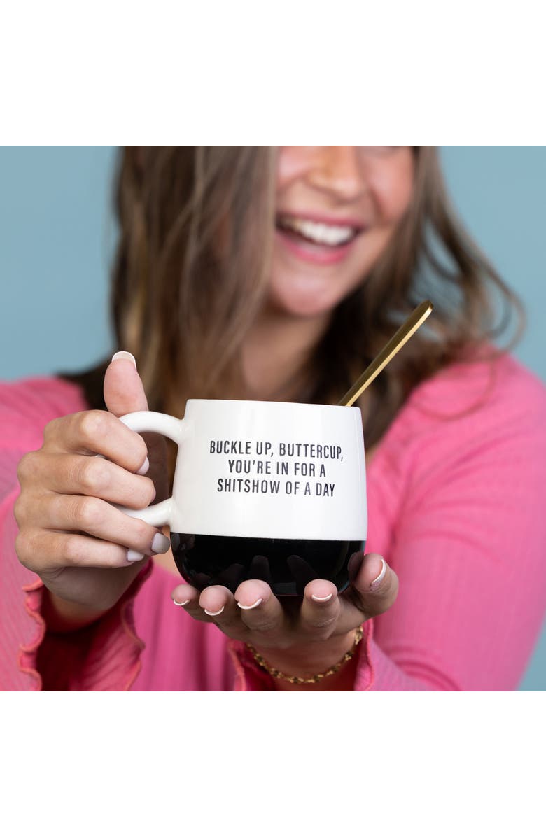 Totalee Gift Buckle Up Buttercup Mug Ceramic White 13 oz, Alternate, color, White