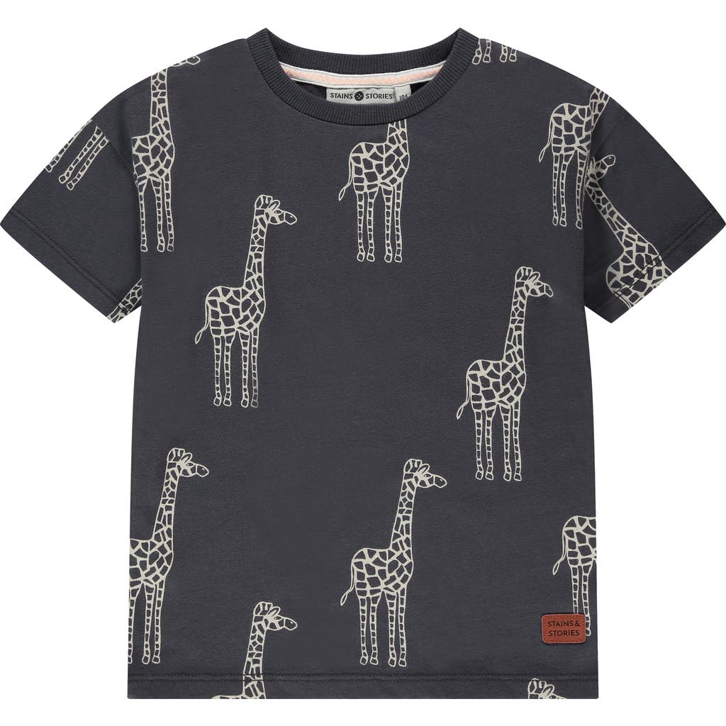 Stains And Stories By Babyface Giraffe Graphic T-shirt In Gray