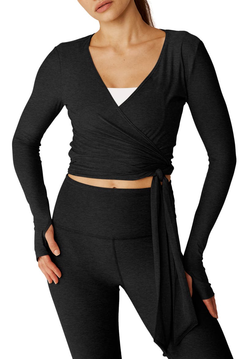 Featherweight Waist No Time Wrap Top, Main, color, DARKEST NIGHT